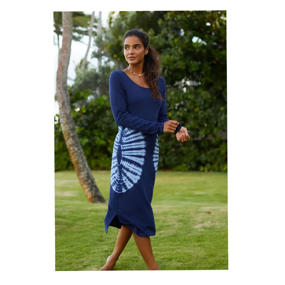 Anthropologie Navy and White Midi Dress